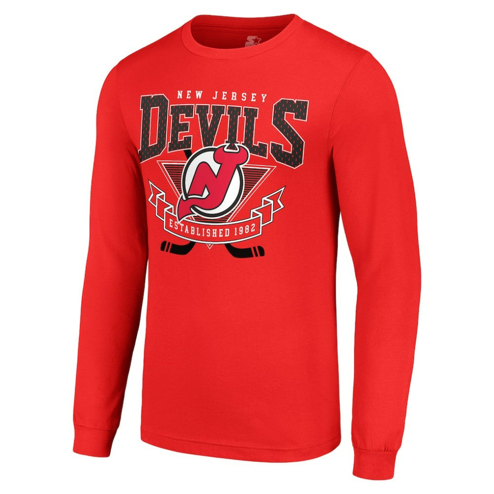 New Jersey Devils - Starter Team Logo Graphic Long Sleeve T-Shirt Red