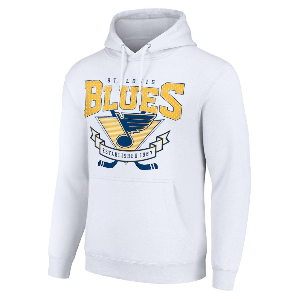 St. Louis Blues - Starter Team Logo Graphic Fleece Tri-Blend Pullover Hoodie White