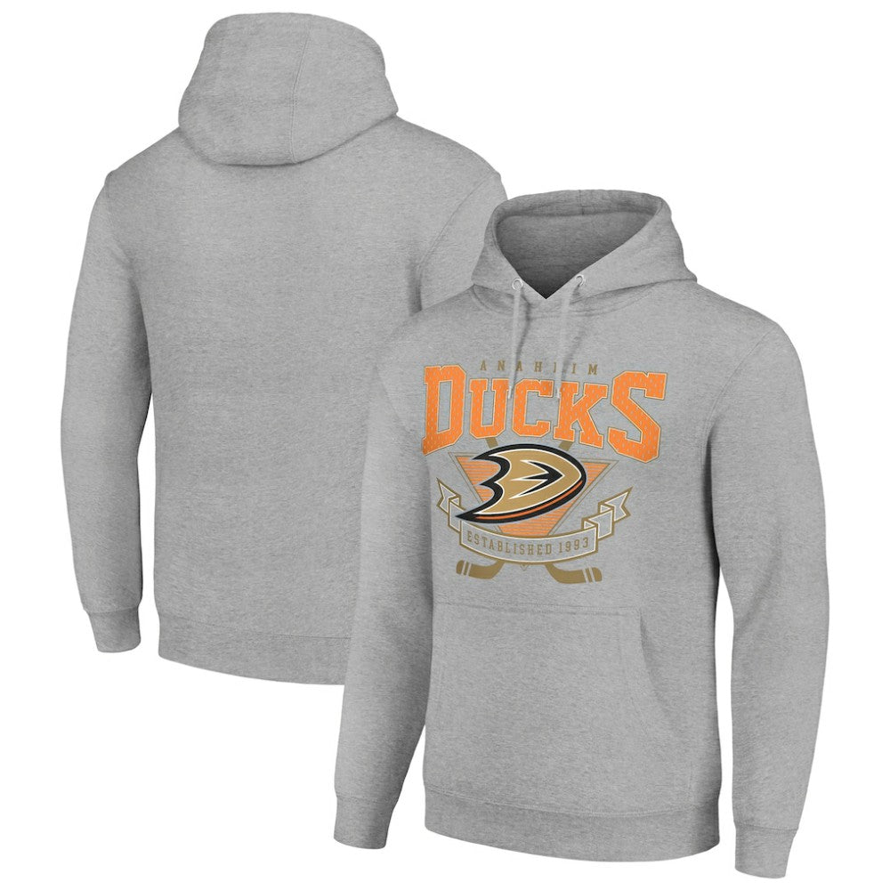 Anaheim Ducks - Starter Team Logo Graphic Fleece Tri-Blend Pullover Hoodie Heather Gray