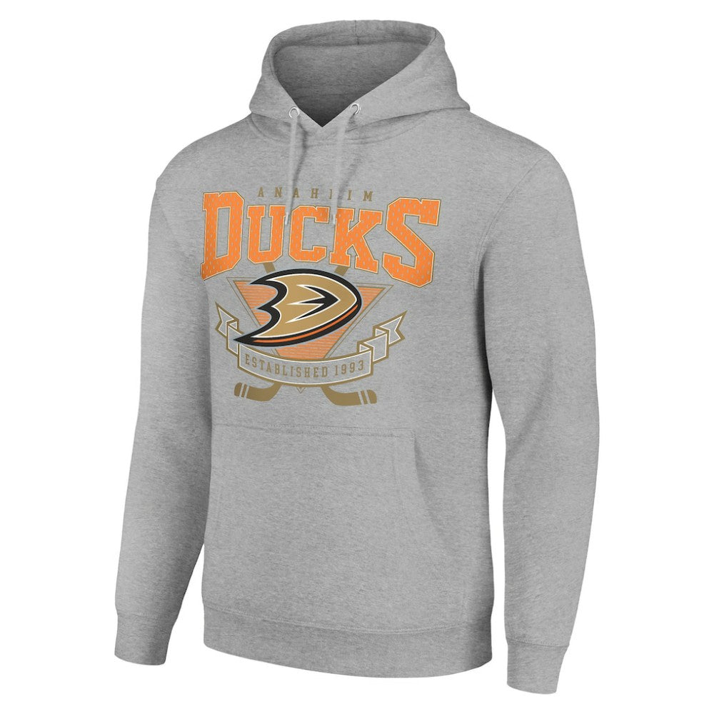 Anaheim Ducks - Starter Team Logo Graphic Fleece Tri-Blend Pullover Hoodie Heather Gray