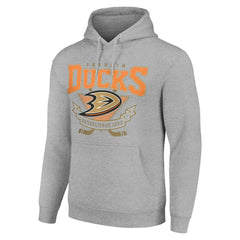 Anaheim Ducks - Starter Team Logo Graphic Fleece Tri-Blend Pullover Hoodie Heather Gray