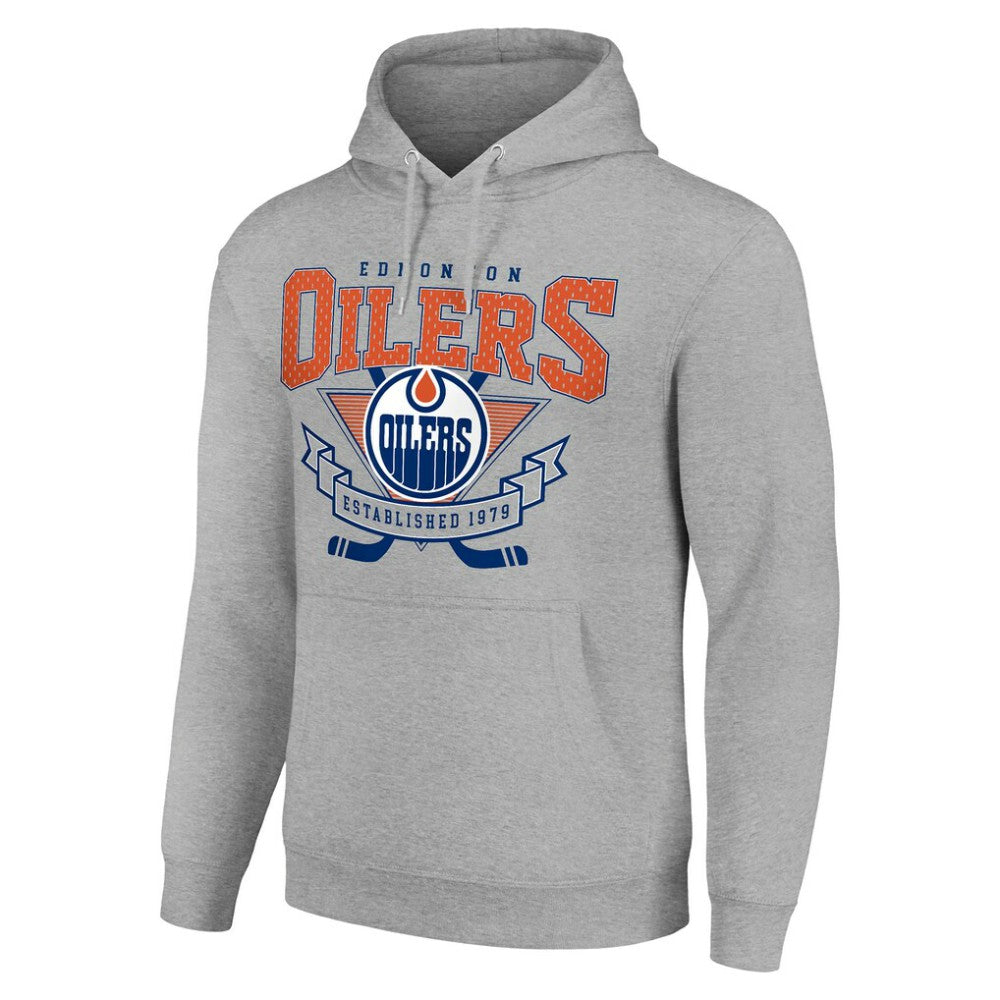 Edmonton Oilers - Starter Team Logo Graphic Fleece Tri-Blend Pullover Hoodie Heather Gray