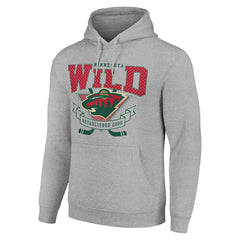 Minnesota Wild - Starter Team Logo Graphic Fleece Tri-Blend Pullover Hoodie Heather Gray