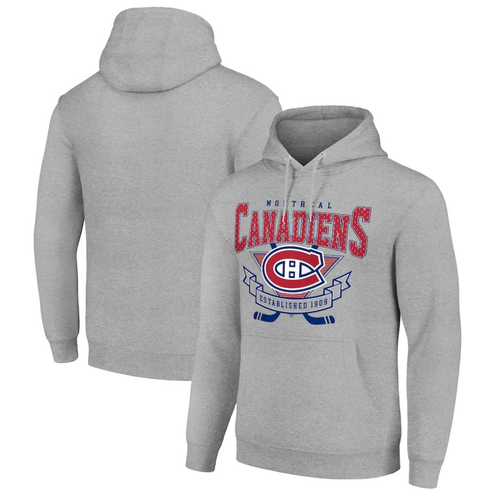 Montreal Canadiens - Starter Team Logo Graphic Fleece Tri-Blend Pullover Hoodie Heather Gray