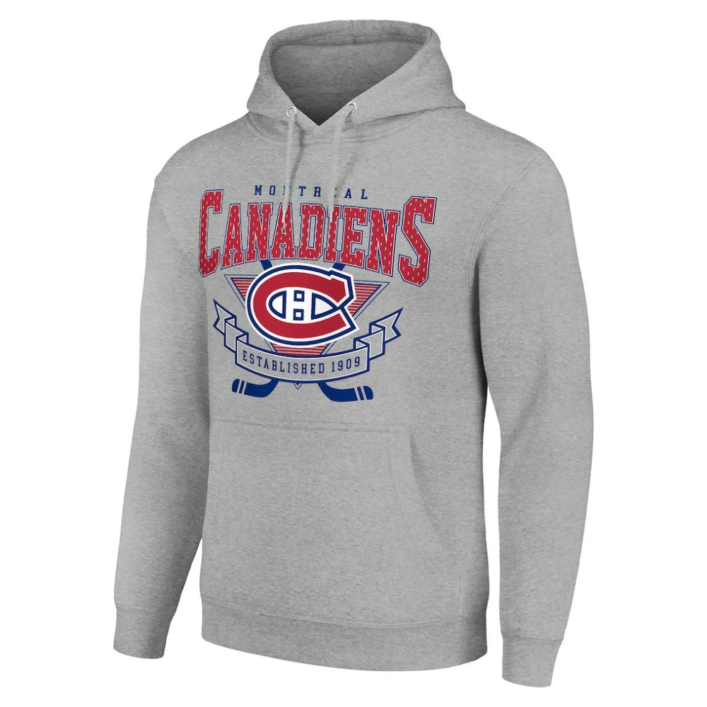 Montreal Canadiens - Starter Team Logo Graphic Fleece Tri-Blend Pullover Hoodie Heather Gray