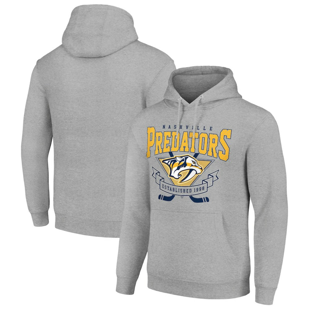 Nashville Predators - Starter Team Logo Graphic Fleece Tri-Blend Pullover Hoodie Heather Gray