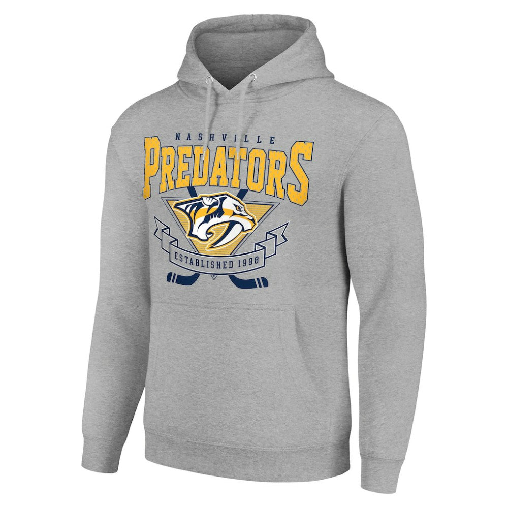 Nashville Predators - Starter Team Logo Graphic Fleece Tri-Blend Pullover Hoodie Heather Gray