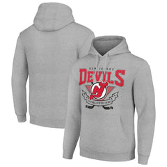 New Jersey Devils - Starter Team Logo Graphic Fleece Tri-Blend Pullover Hoodie Heather Gray