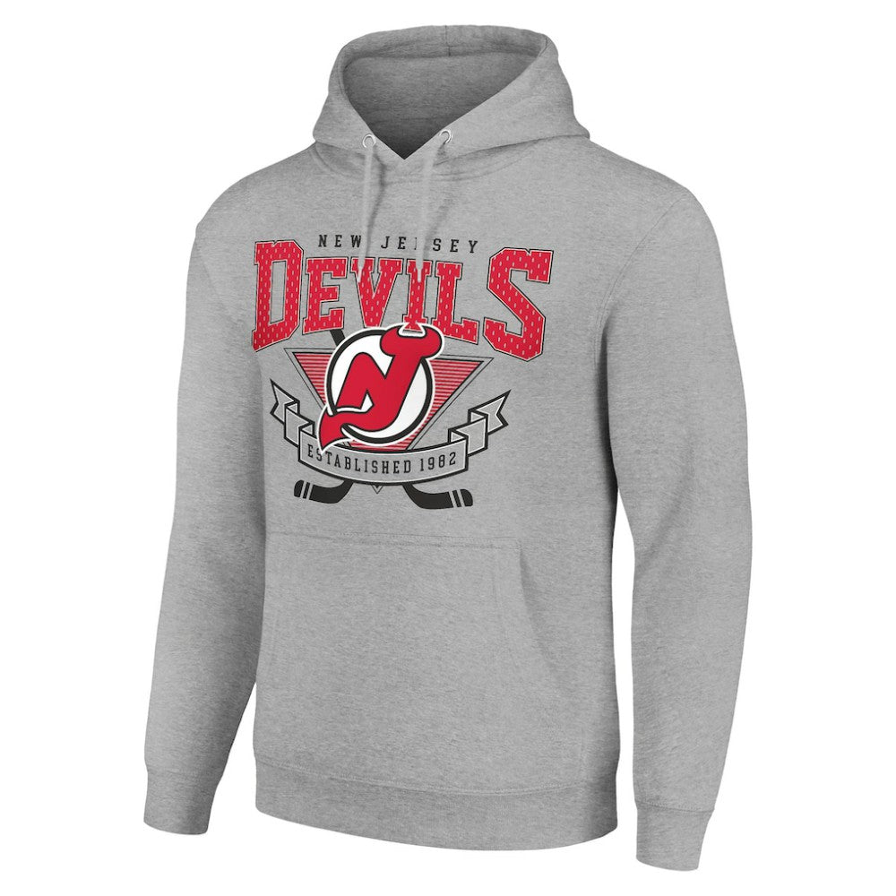 New Jersey Devils - Starter Team Logo Graphic Fleece Tri-Blend Pullover Hoodie Heather Gray