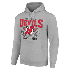 New Jersey Devils - Starter Team Logo Graphic Fleece Tri-Blend Pullover Hoodie Heather Gray