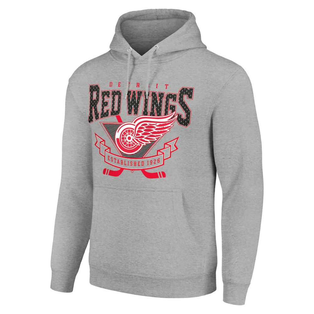 Detroit Red Wings - Starter Team Logo Graphic Fleece Tri-Blend Pullover Hoodie Heather Gray