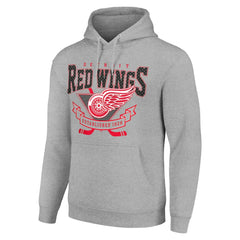 Detroit Red Wings - Starter Team Logo Graphic Fleece Tri-Blend Pullover Hoodie Heather Gray