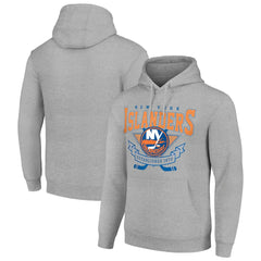 New York Islanders - Starter Team Logo Graphic Fleece Tri-Blend Pullover Hoodie Heather Gray