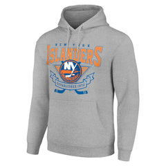 New York Islanders - Starter Team Logo Graphic Fleece Tri-Blend Pullover Hoodie Heather Gray