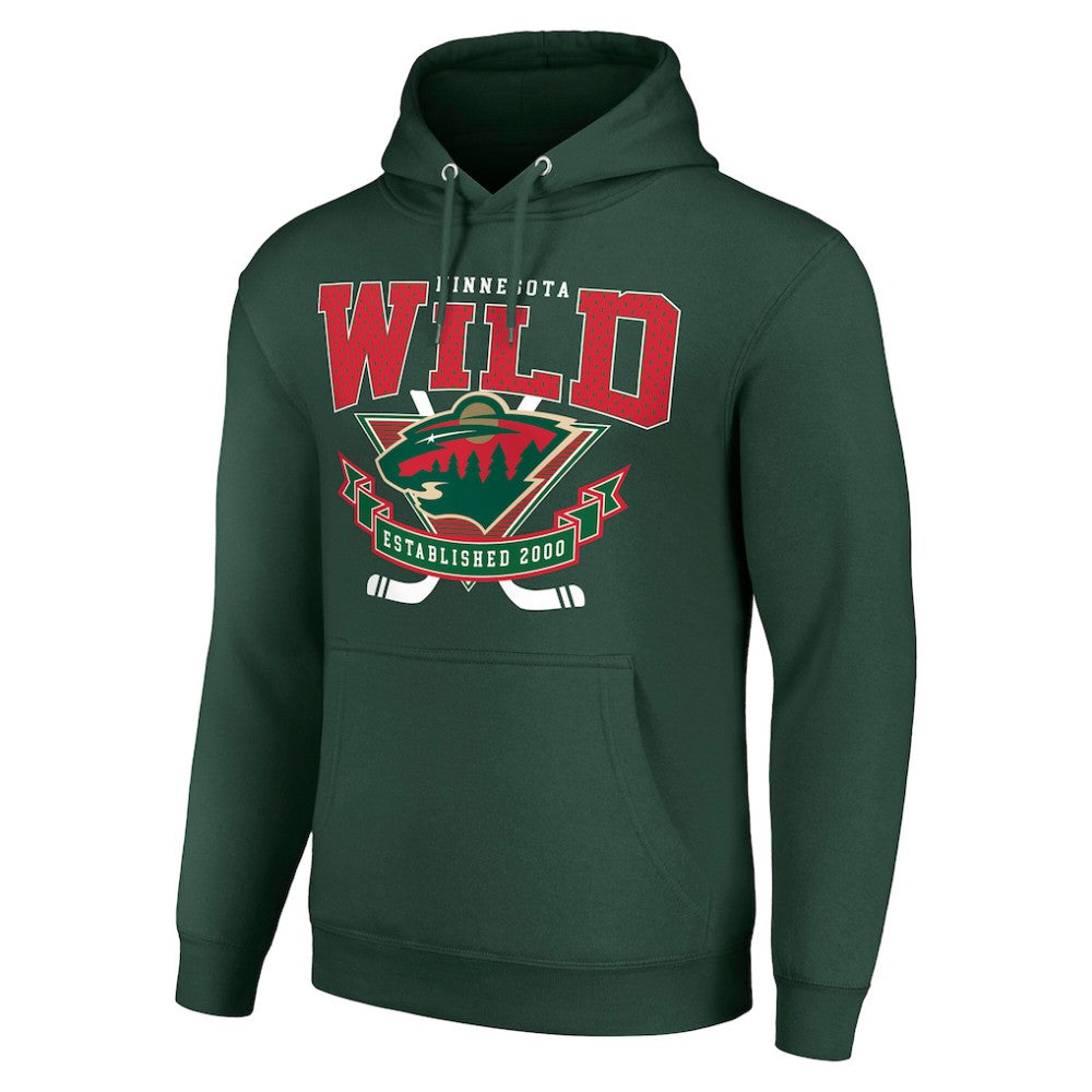 Minnesota Wild - Starter Team Logo Graphic Fleece Tri-Blend Pullover Hoodie Olive