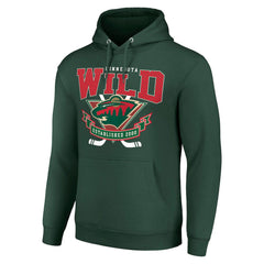 Minnesota Wild - Starter Team Logo Graphic Fleece Tri-Blend Pullover Hoodie Olive