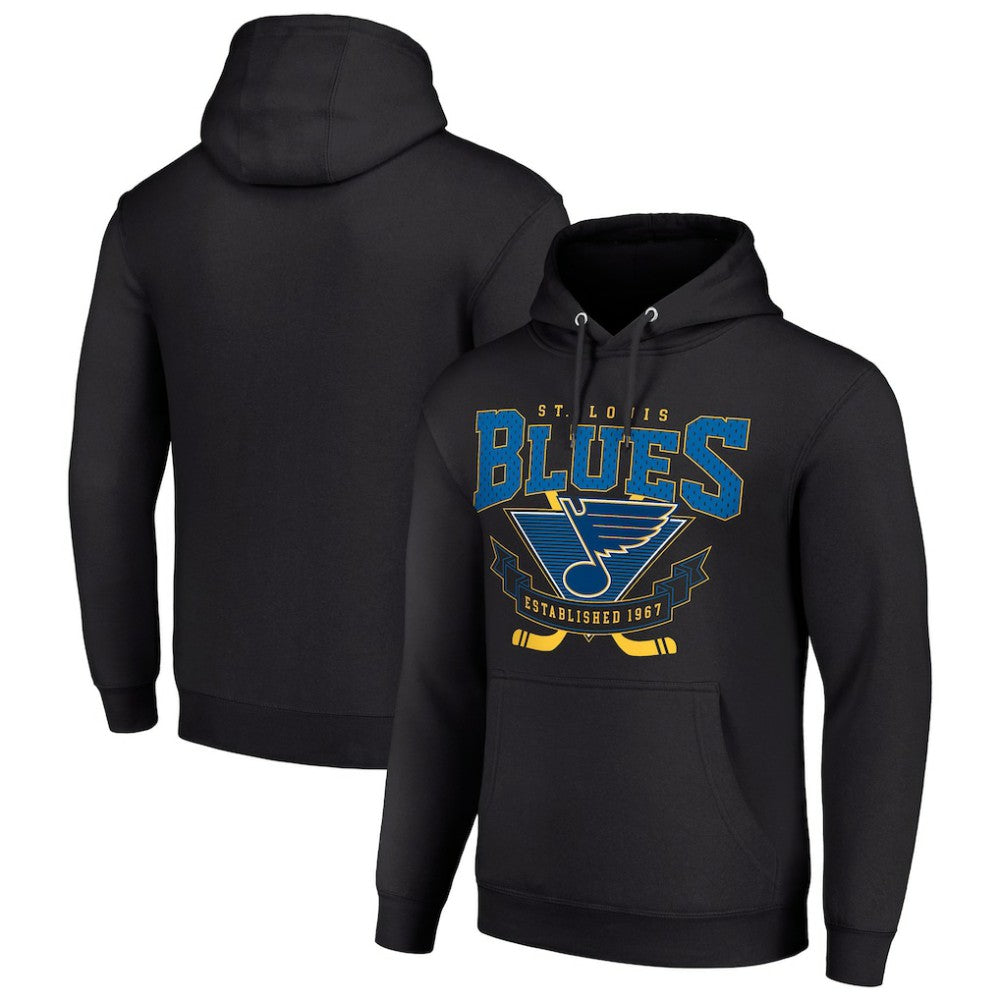 St. Louis Blues - Starter Team Logo Graphic Fleece Tri-Blend Pullover Hoodie Black