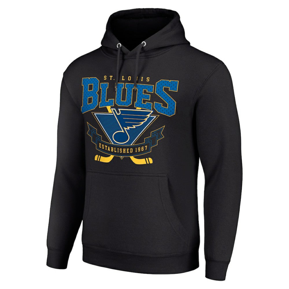 St. Louis Blues - Starter Team Logo Graphic Fleece Tri-Blend Pullover Hoodie Black