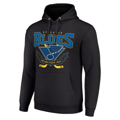St. Louis Blues - Starter Team Logo Graphic Fleece Tri-Blend Pullover Hoodie Black