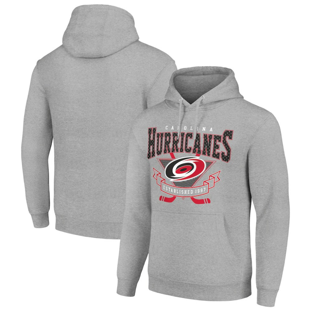 Carolina Hurricanes - Starter Team Logo Graphic Fleece Tri-Blend Pullover Hoodie Heather Gray