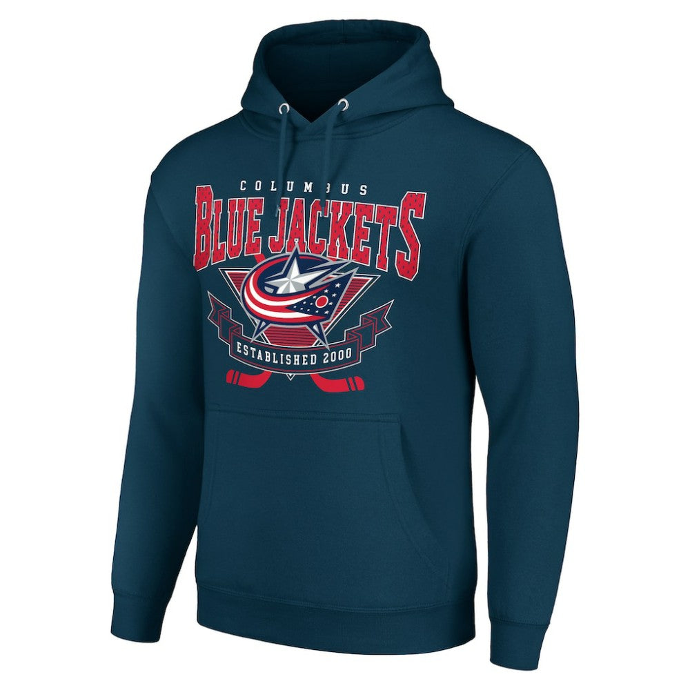 Columbus Blue Jackets - Starter Team Logo Graphic Fleece Tri-Blend Pullover Hoodie Navy