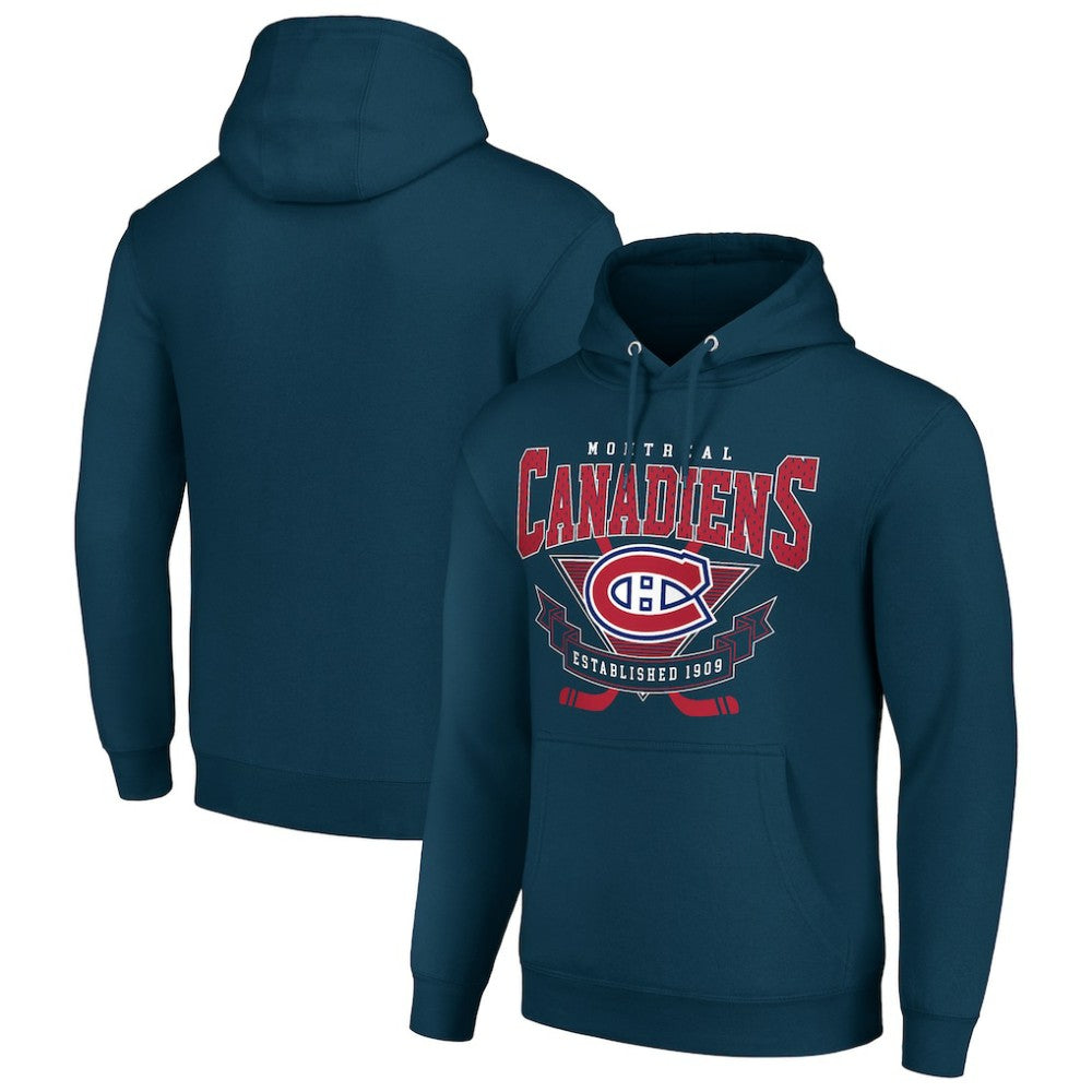 Montreal Canadiens - Starter Team Logo Graphic Fleece Tri-Blend Pullover Hoodie Navy