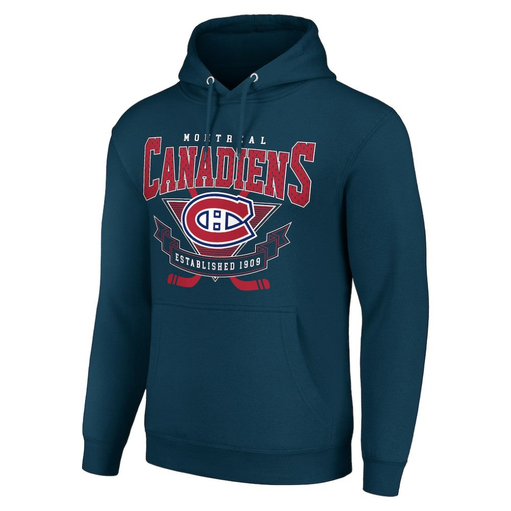 Montreal Canadiens - Starter Team Logo Graphic Fleece Tri-Blend Pullover Hoodie Navy