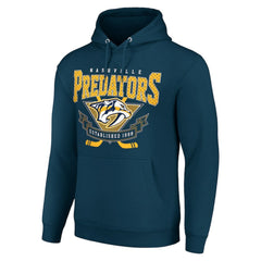 Nashville Predators - Starter Team Logo Graphic Fleece Tri-Blend Pullover Hoodie Navy