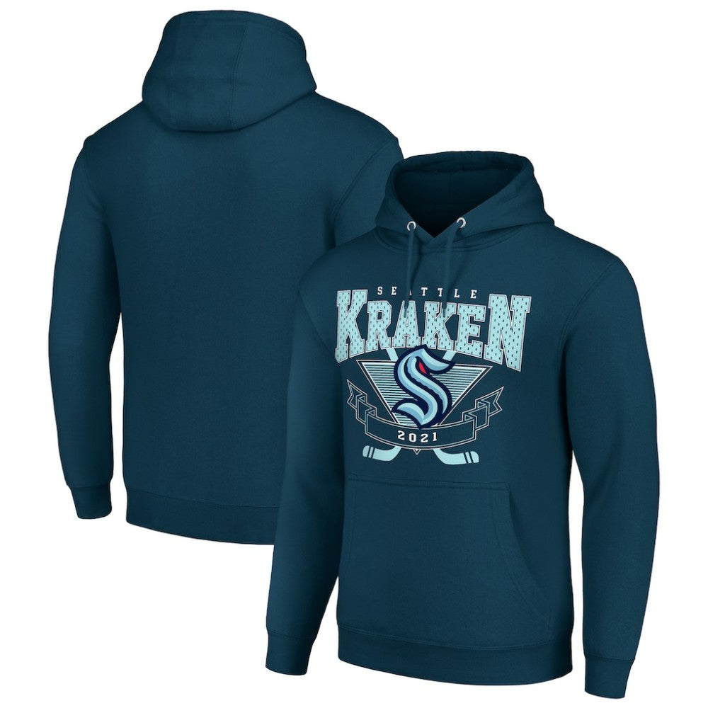 Seattle Kraken Starter Team Logo Graphic Fleece Tri-Blend Pullover Hoodie Deep Sea Blue