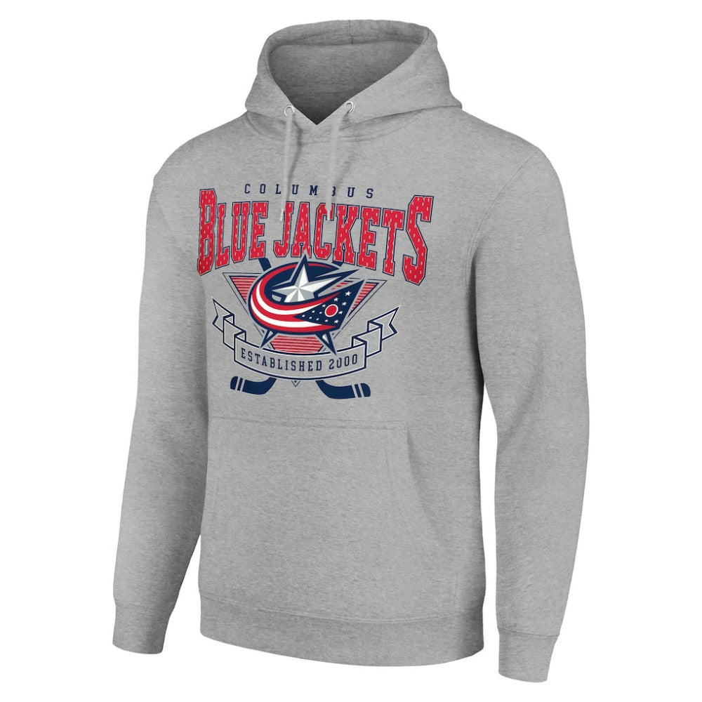 Columbus Blue Jackets - Starter Team Logo Graphic Fleece Tri-Blend Pullover Hoodie Heather Gray