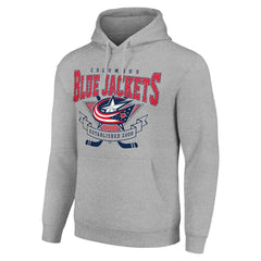 Columbus Blue Jackets - Starter Team Logo Graphic Fleece Tri-Blend Pullover Hoodie Heather Gray