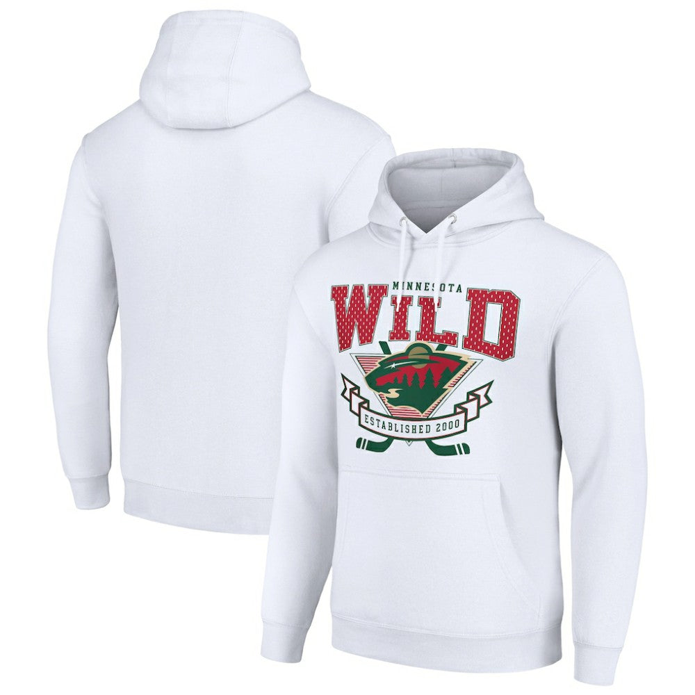Minnesota Wild - Starter Team Logo Graphic Fleece Tri-Blend Pullover Hoodie White