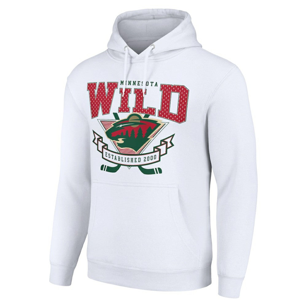 Minnesota Wild - Starter Team Logo Graphic Fleece Tri-Blend Pullover Hoodie White
