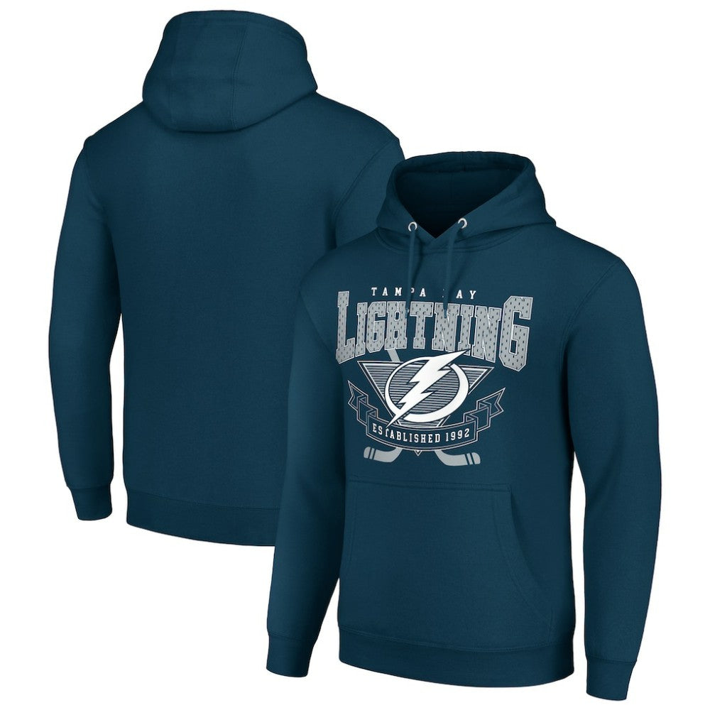 Tampa Bay Lightning - Starter Team Logo Graphic Fleece Tri-Blend Pullover Hoodie Navy