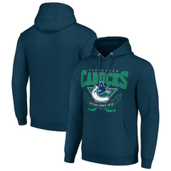 Vancouver Canucks - Starter Team Logo Graphic Fleece Tri-Blend Pullover Hoodie Navy