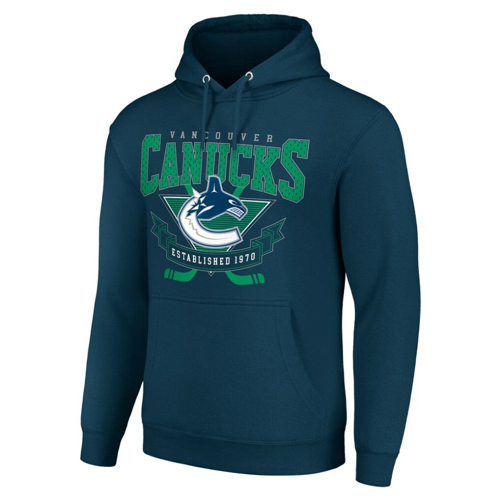 Vancouver Canucks - Starter Team Logo Graphic Fleece Tri-Blend Pullover Hoodie Navy