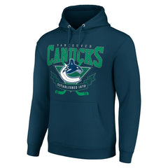 Vancouver Canucks - Starter Team Logo Graphic Fleece Tri-Blend Pullover Hoodie Navy