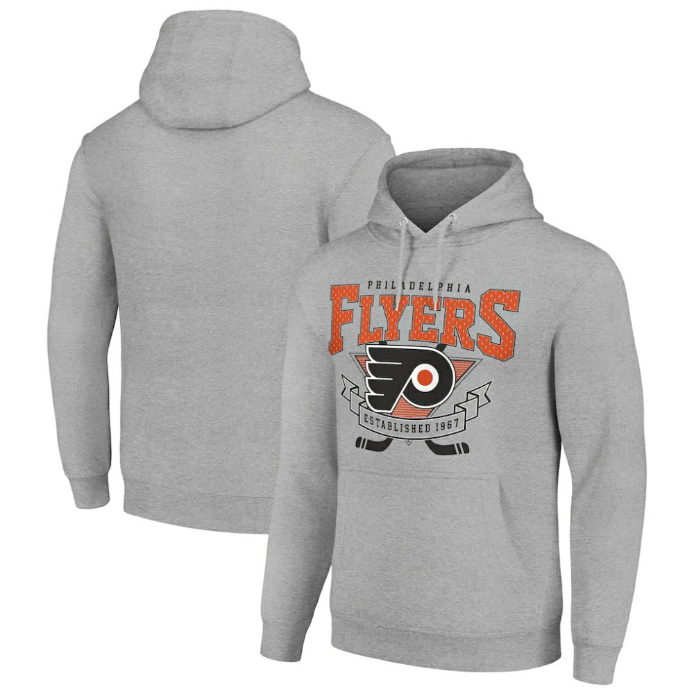Philadelphia Flyers - Starter Team Logo Graphic Fleece Tri-Blend Pullover Hoodie Heather Gray