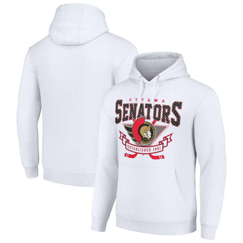 Ottawa Senators - Starter Team Logo Graphic Fleece Tri-Blend Pullover Hoodie White