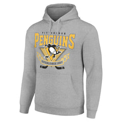 Pittsburgh Penguins Starter Team Logo Graphic Fleece Tri-Blend Pullover Hoodie Heather Gray