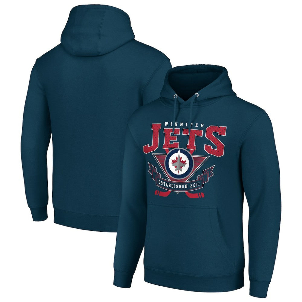 Winnipeg Jets - Starter Team Logo Graphic Fleece Tri-Blend Pullover Hoodie Navy