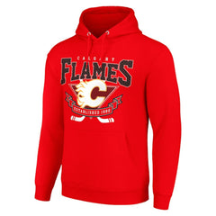 Calgary Flames - Starter Team Logo Graphic Fleece Tri-Blend Pullover Hoodie Red