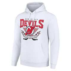 New Jersey Devils - Starter Team Logo Graphic Fleece Tri-Blend Pullover Hoodie White