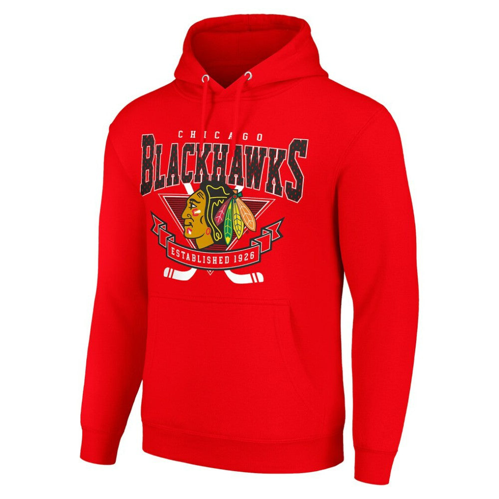 Chicago Blackhawks Starter Team Logo Graphic Fleece Tri-Blend Pullover Hoodie Red