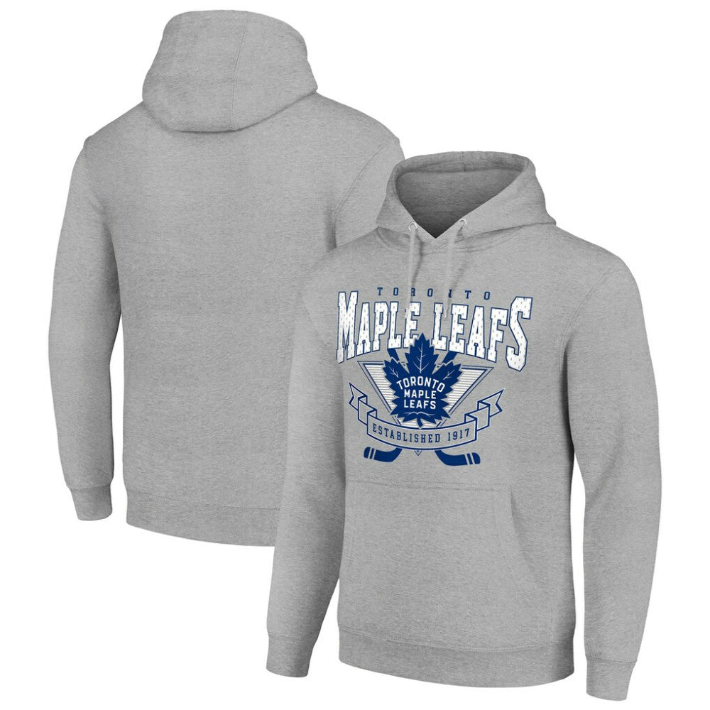 Toronto Maple Leafs - Starter Team Logo Graphic Fleece Tri-Blend Pullover Hoodie Heather Gray