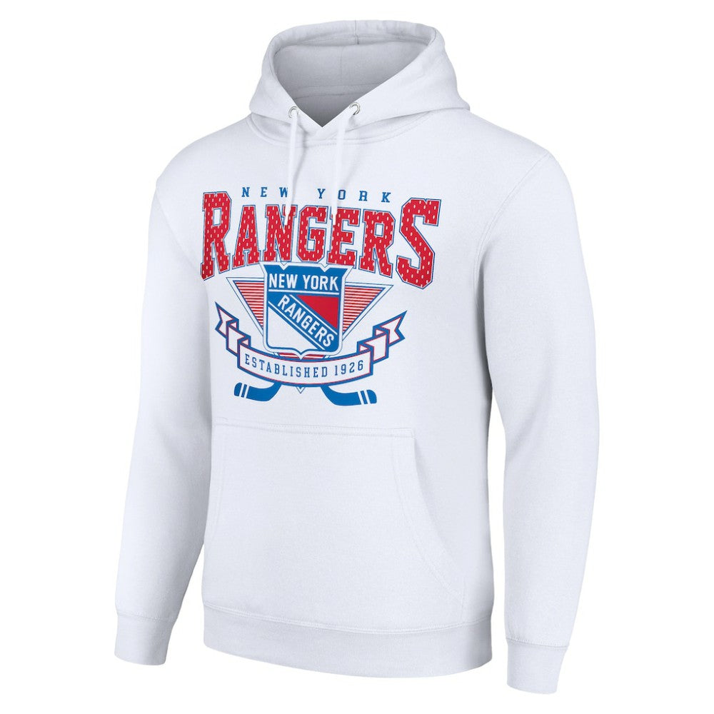 New York Rangers Starter Team Logo Graphic Fleece Tri-Blend Pullover Hoodie White