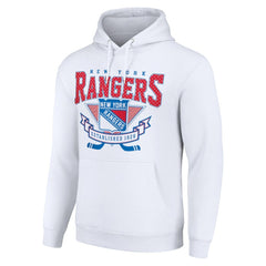 New York Rangers Starter Team Logo Graphic Fleece Tri-Blend Pullover Hoodie White