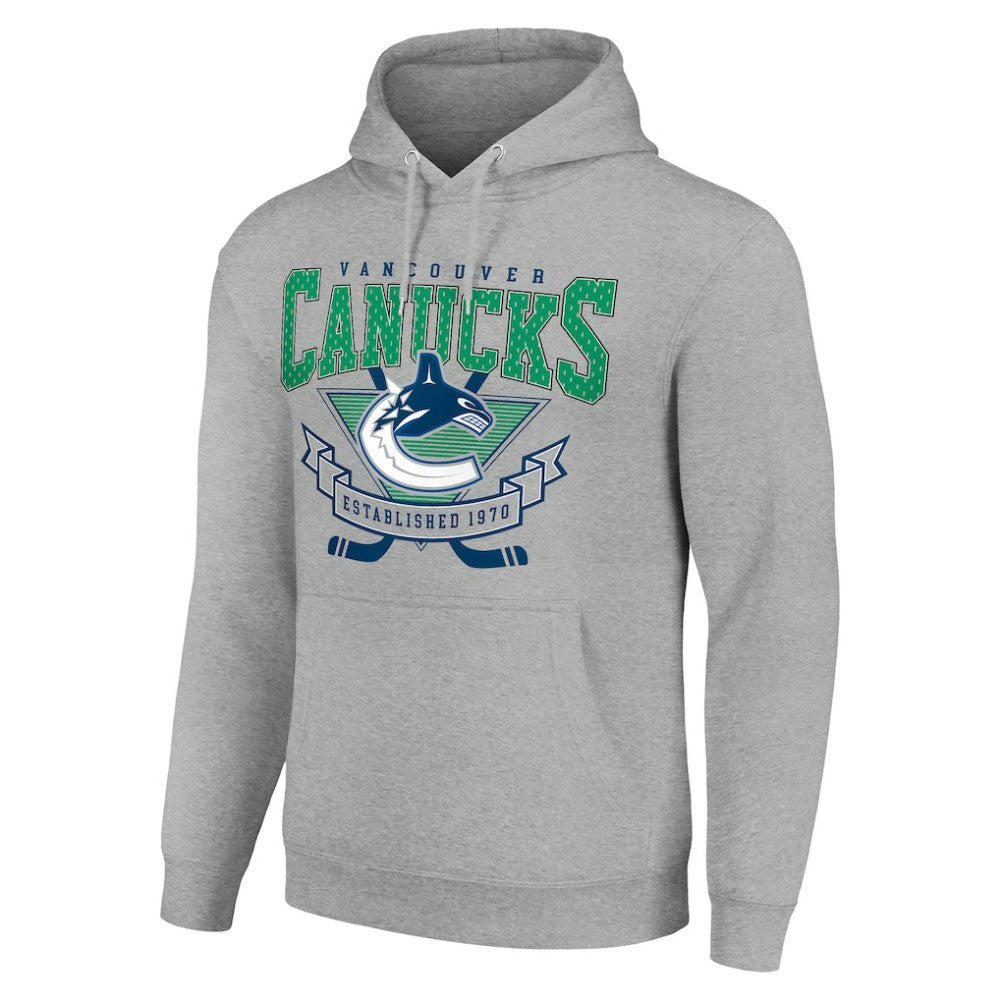 Vancouver Canucks - Starter Team Logo Graphic Fleece Tri-Blend Pullover Hoodie Heather Gray