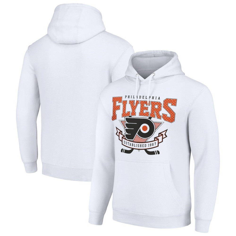 Philadelphia Flyers - Starter Team Logo Graphic Fleece Tri-Blend Pullover Hoodie White