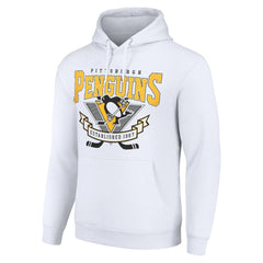 Pittsburgh Penguins Starter Team Logo Graphic Fleece Tri-Blend Pullover Hoodie White